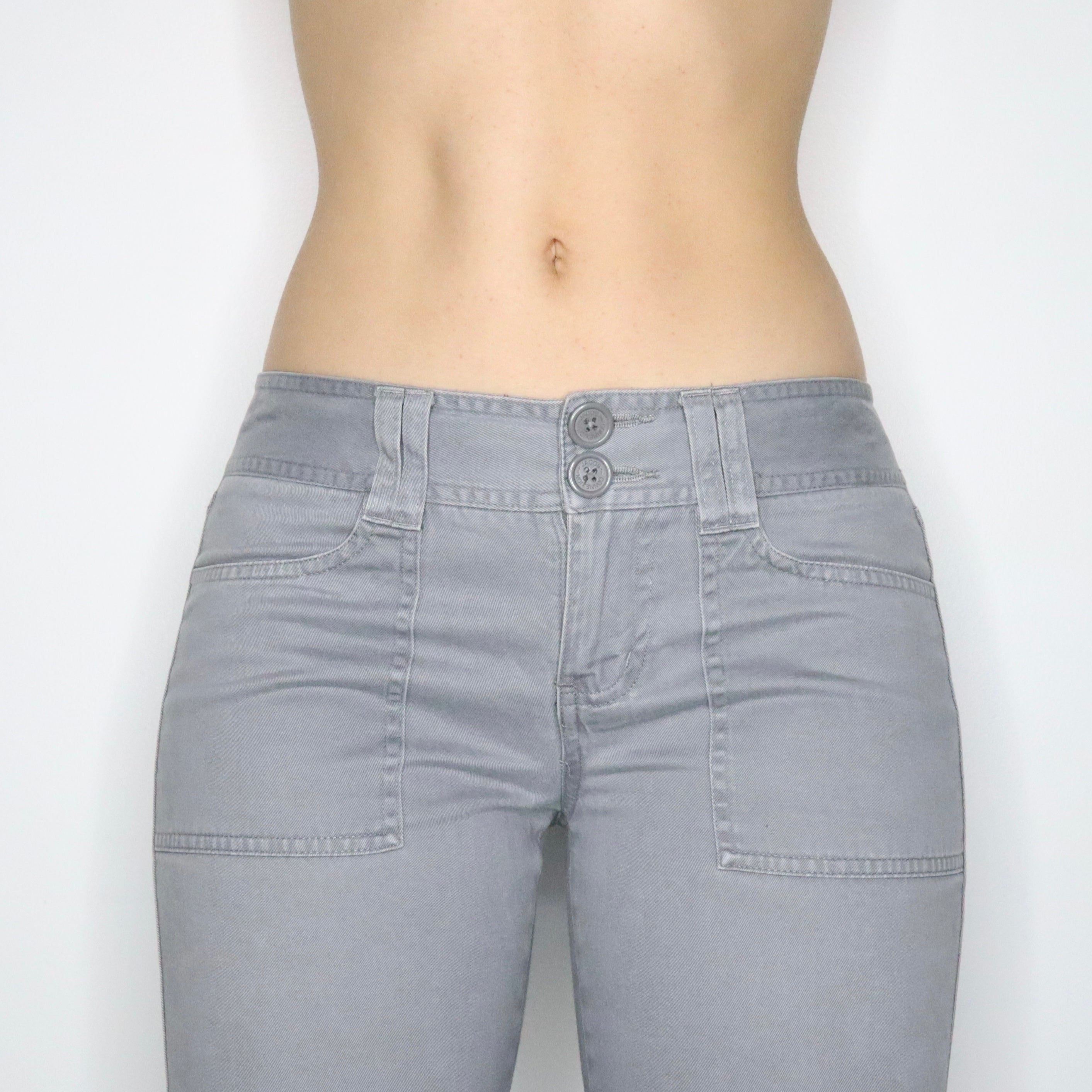 Y2K Light Gray Low Rise Cargo Pants (S)