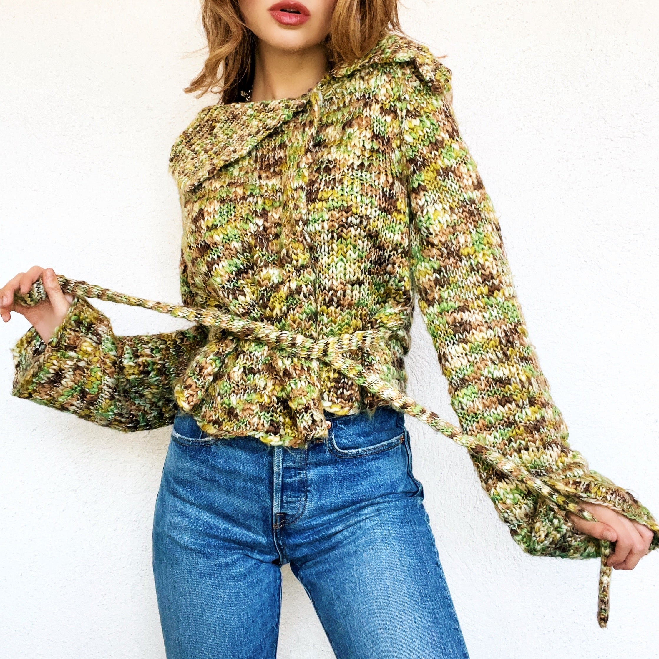 Green Belted Cardigan