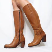 Italian Tall Brown Leather Boots (7 US/ 38 EU)