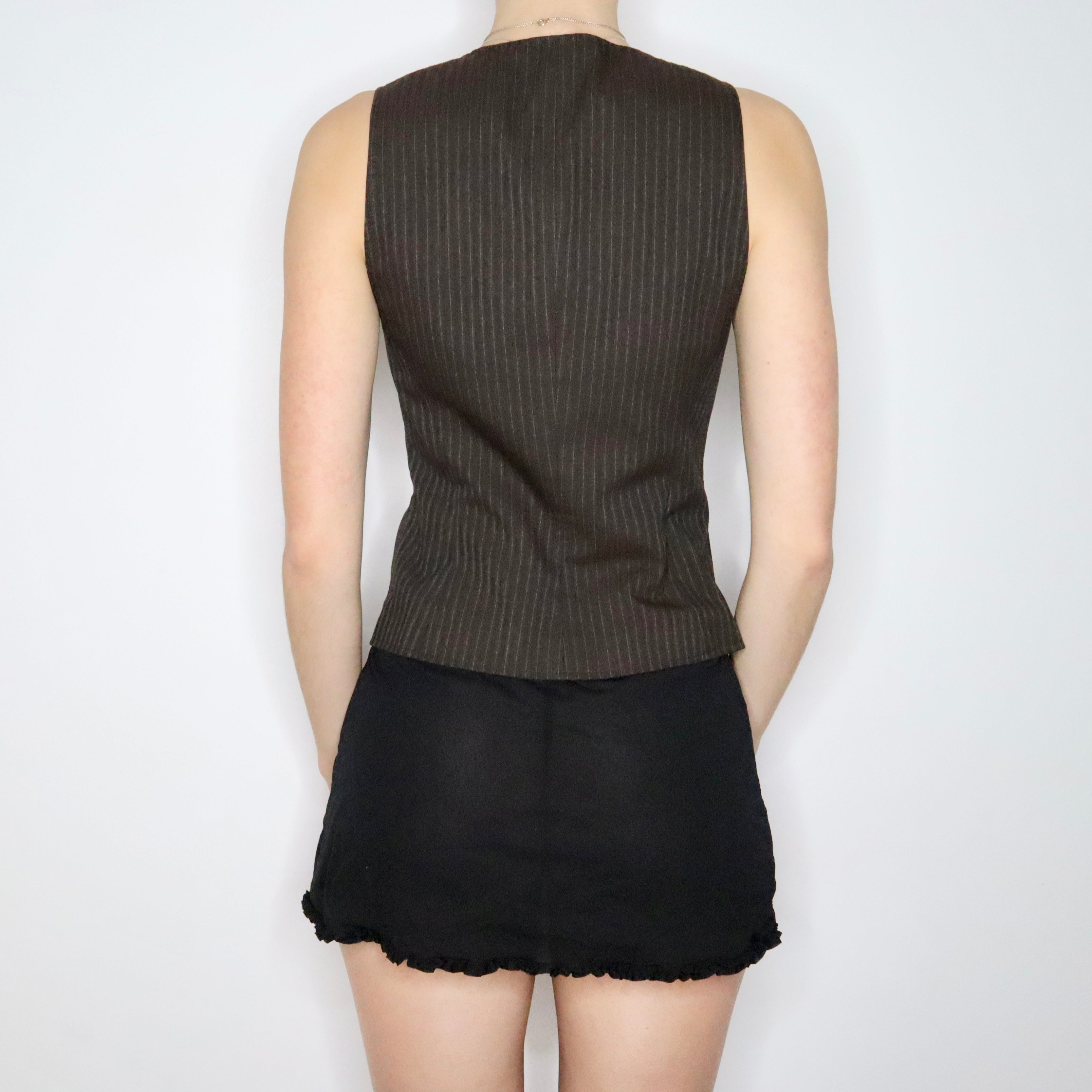 90s Brown Pinstripe Vest (S/M)
