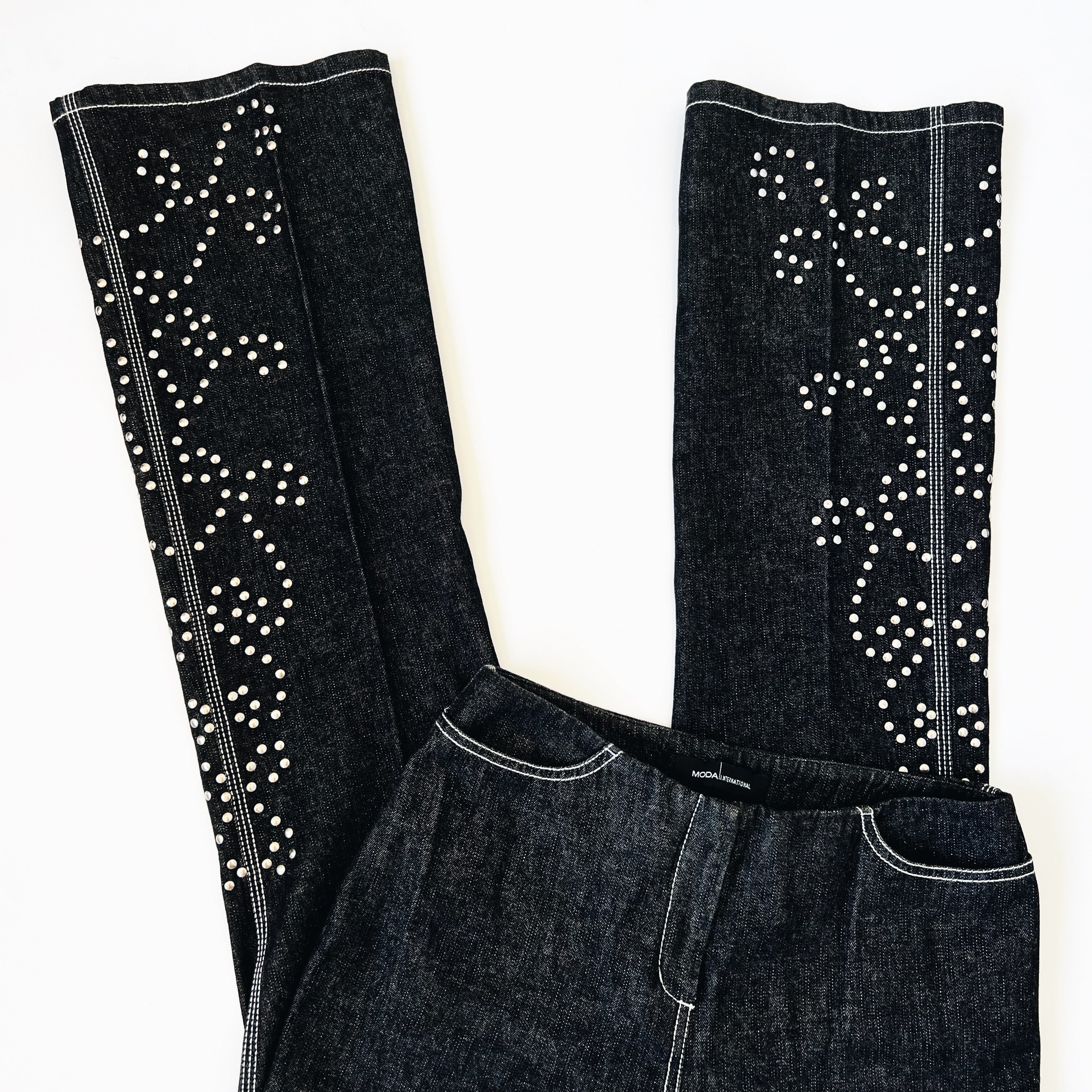 Silver Studded Flare Jeans (S)