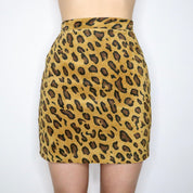 80s Suede Leopard Print Mini Skirt (S)