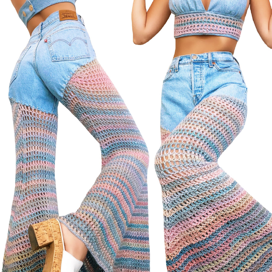 Reworked Cotton Candy Crochet Levi’s
