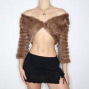 Y2K Brown Fur Bolero (M)