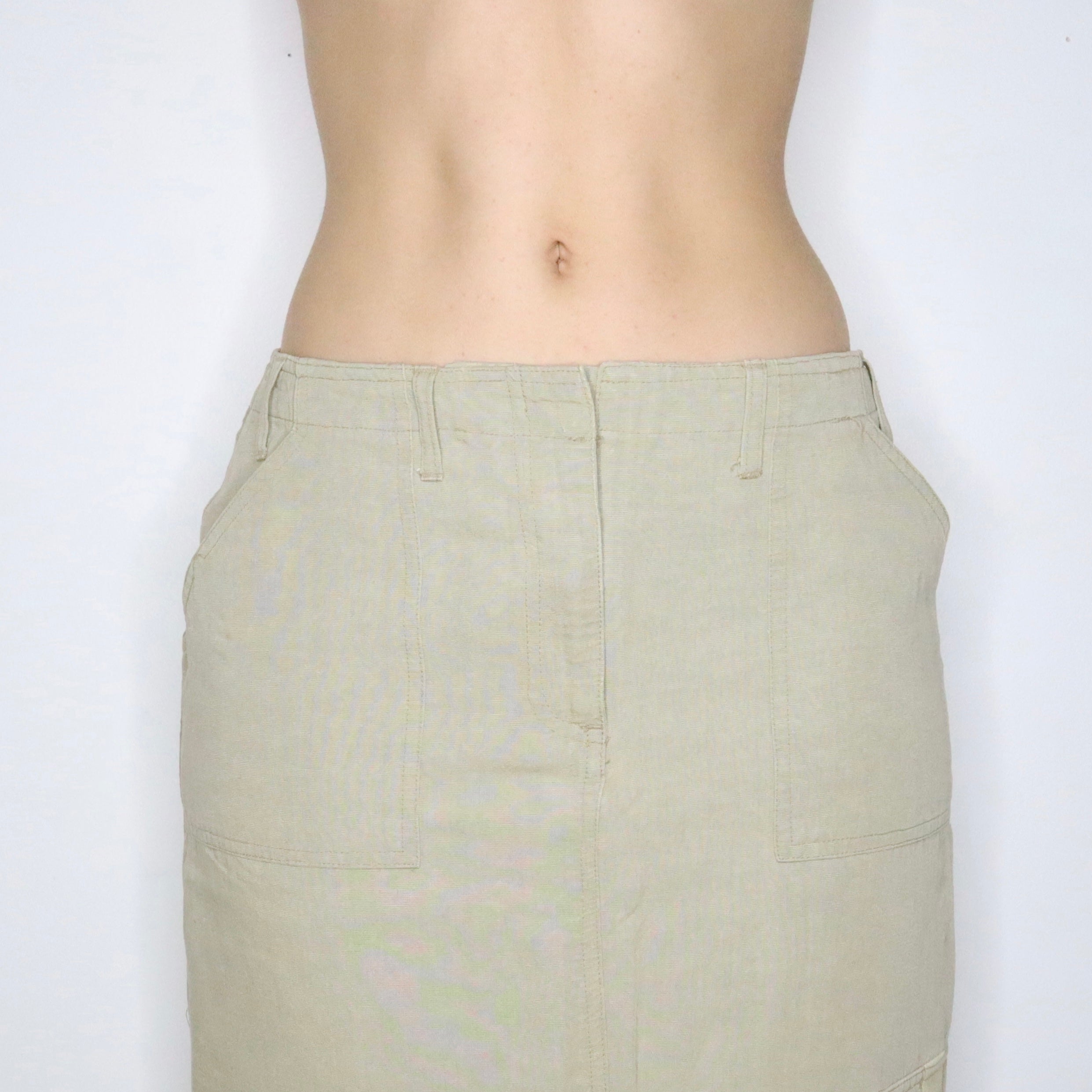 90s Light Khaki Cargo Maxi Skirt (S/M)