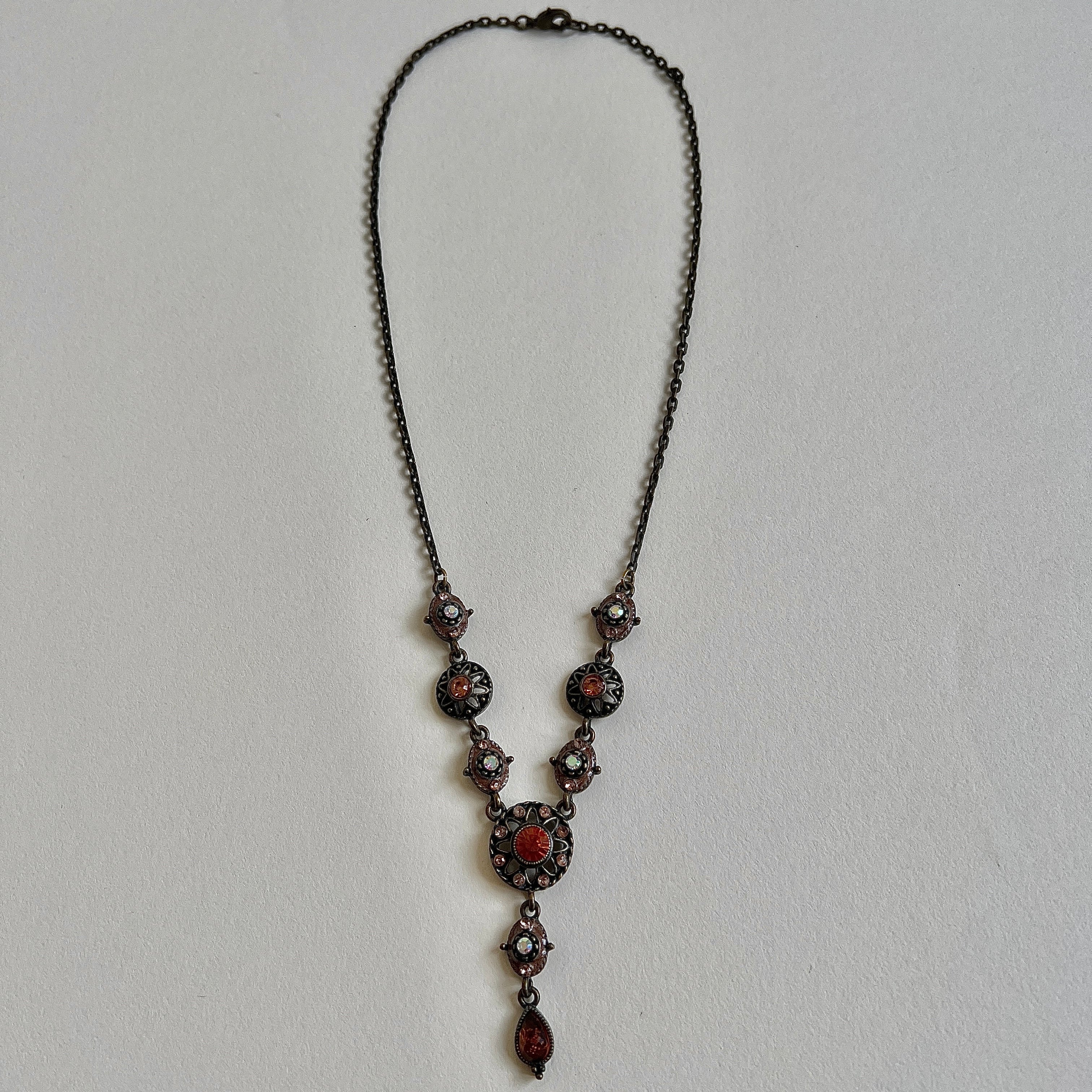 Brown gemstone drop necklace