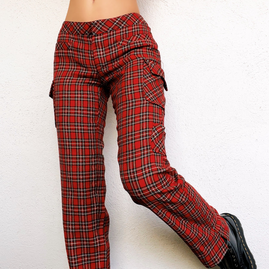OTFTHPCW Punk Cargo Pants Women Harajuku Red Plaid Pant Hip Hop Checkered  Trousers Streetwear Goth High Waist Red S : Amazon.ca: Clothing, Shoes &  Accessories