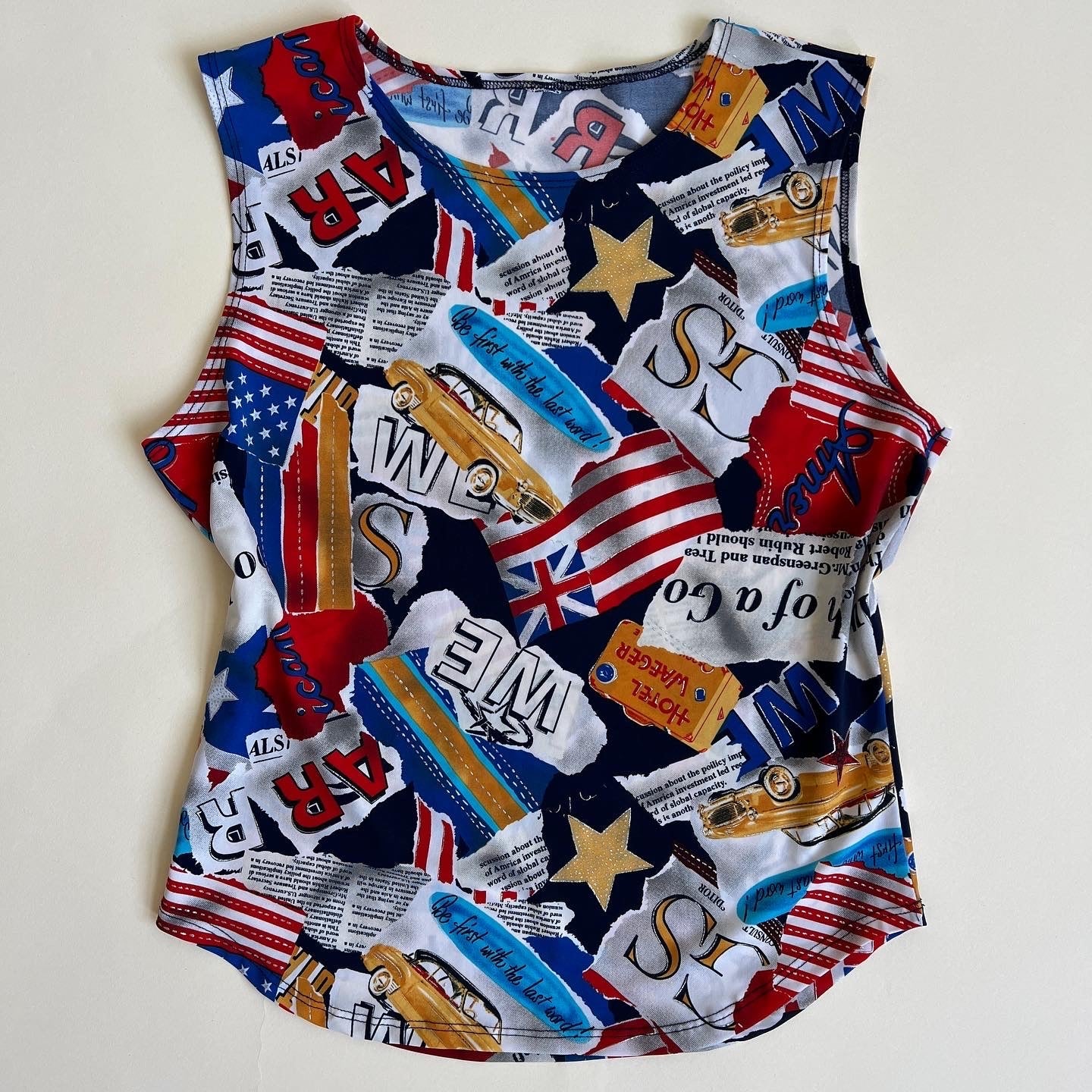 00s graphic newsprint tank  - L/XL