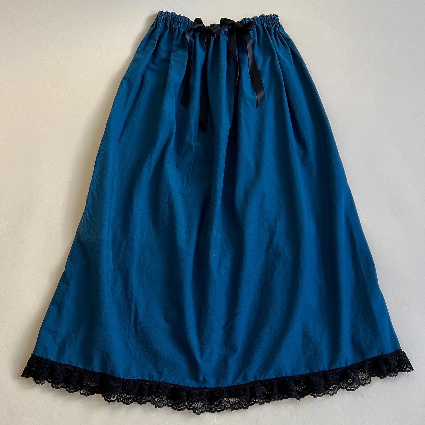 Handmade dark teal prairie skirt - M