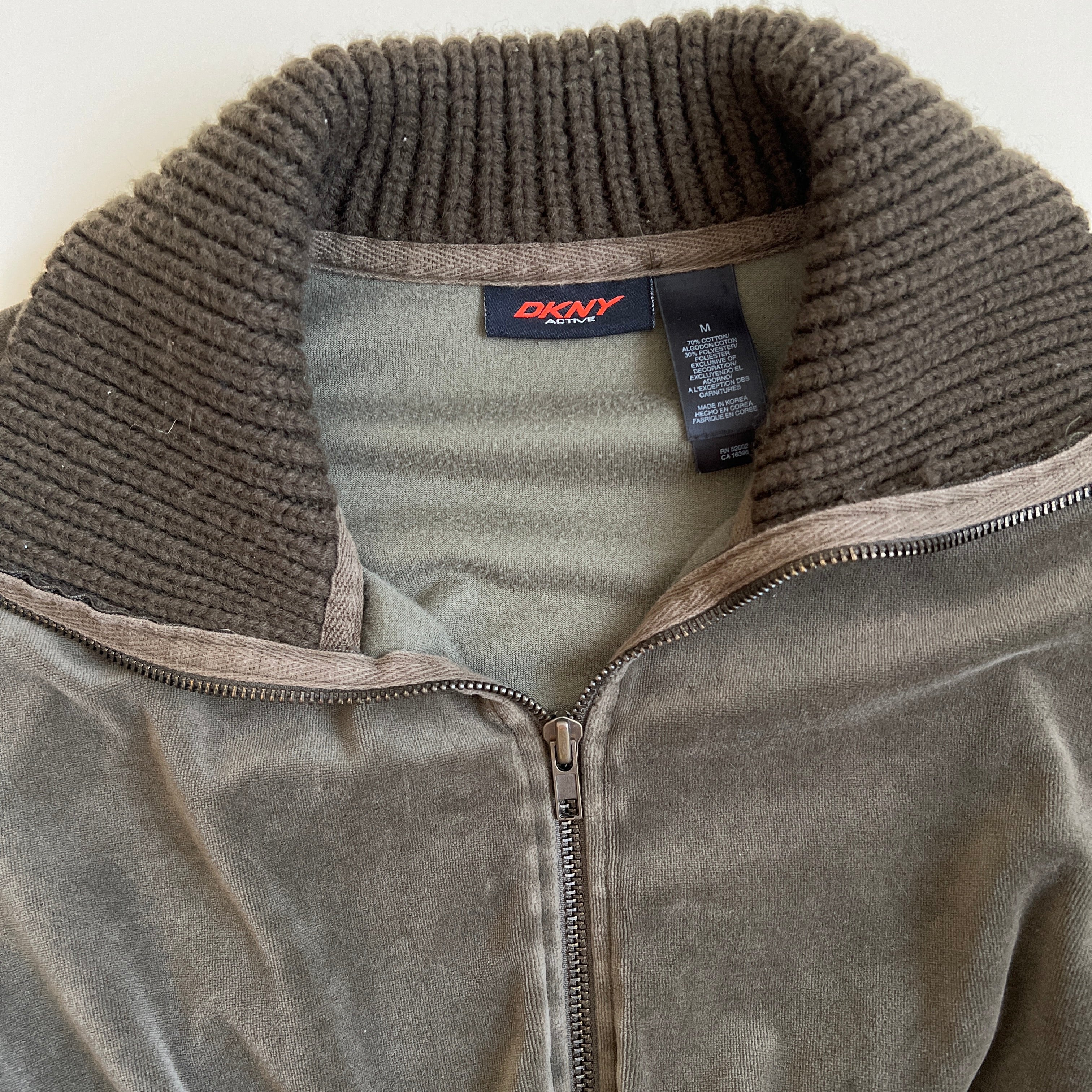 DKNY dark sage velour track jacket - M