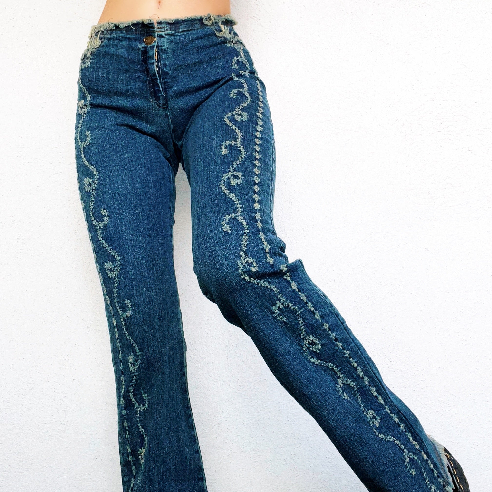 90s Distressed Flare Jeans