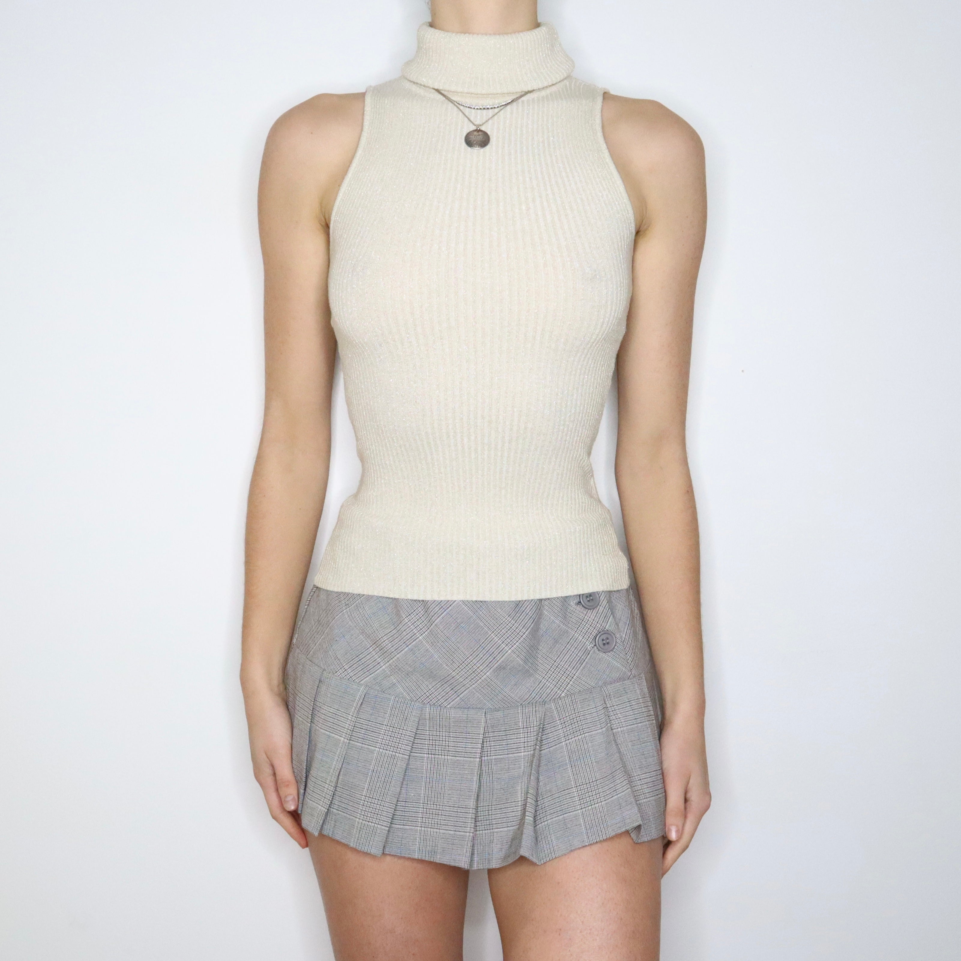 Y2K BEBE Shimmer Sleeveless Turtleneck (XS/S)