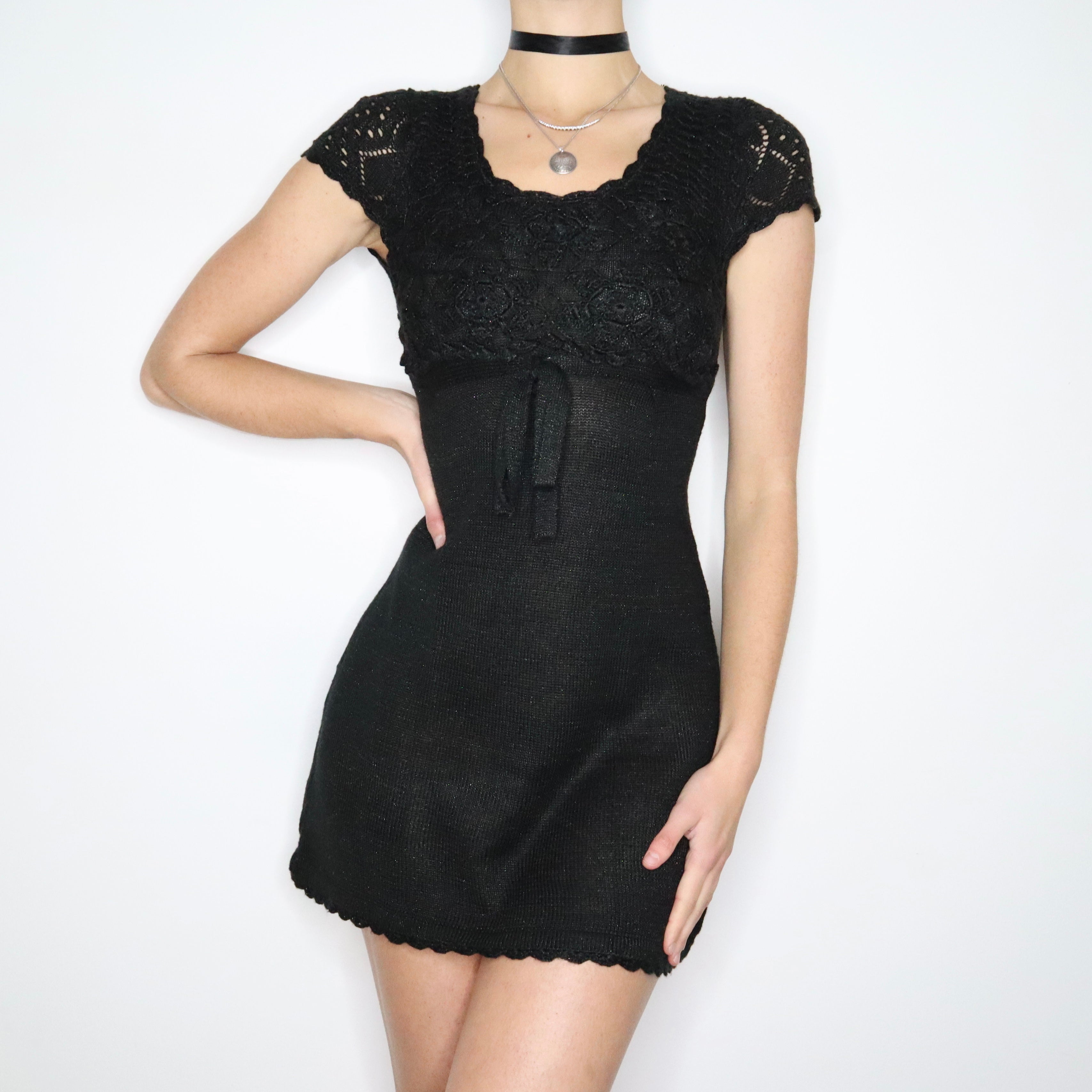 90s Black Knit Babydoll Dress (S/M) Holy Thrift 90s Black Knit Babydoll Dress (S/M) Holy Thrift