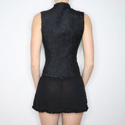 90s Black Textured Tank Top (S)