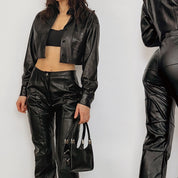 faux leather crop - size 4