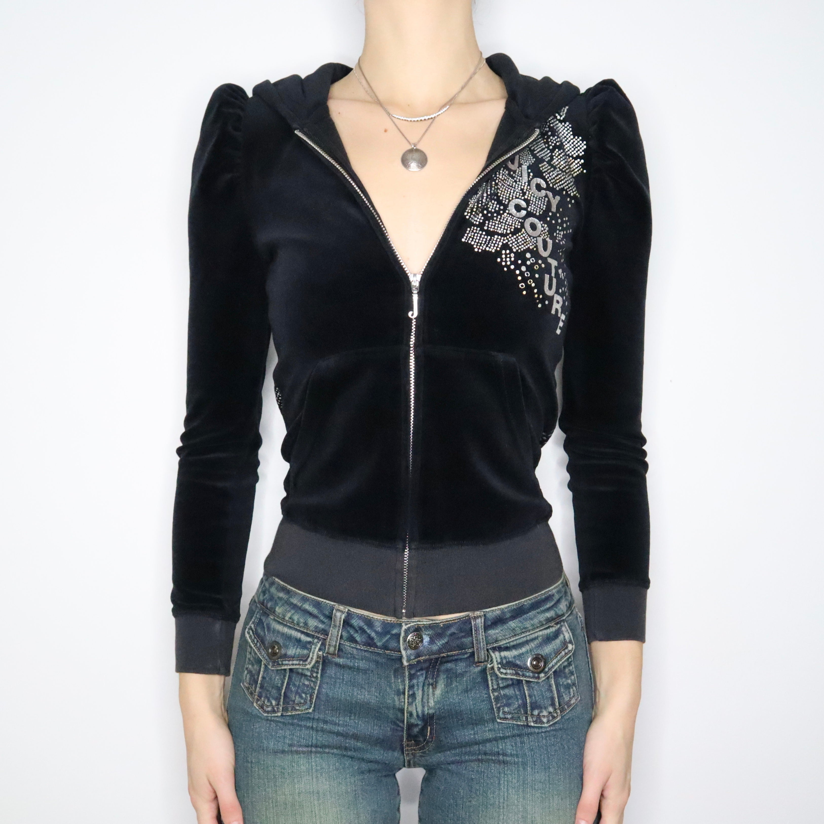 Y2K JUICY COUTURE Black Hoodie (XS/S)