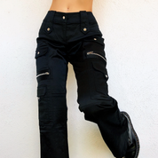 Silky Black Cargo Pants