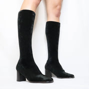 Italian Black Velvet Sock Boots (7-7.5 US/ 37 EU)