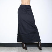90s Black Cargo Maxi Skirt (S/M)