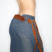 Brown Suede Fringe Belt (S-M)