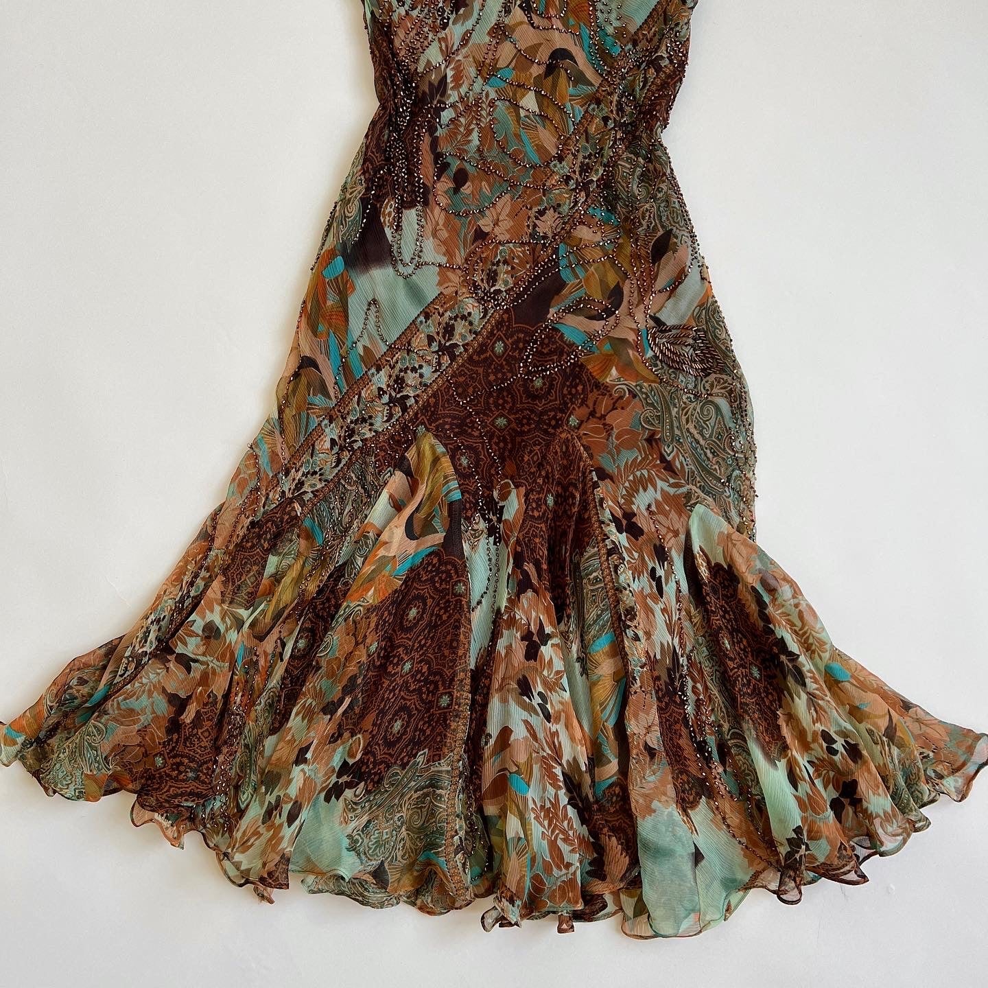 Y2k pure silk beaded fairy dress - M