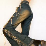 Funky Lace Up Western Jeans