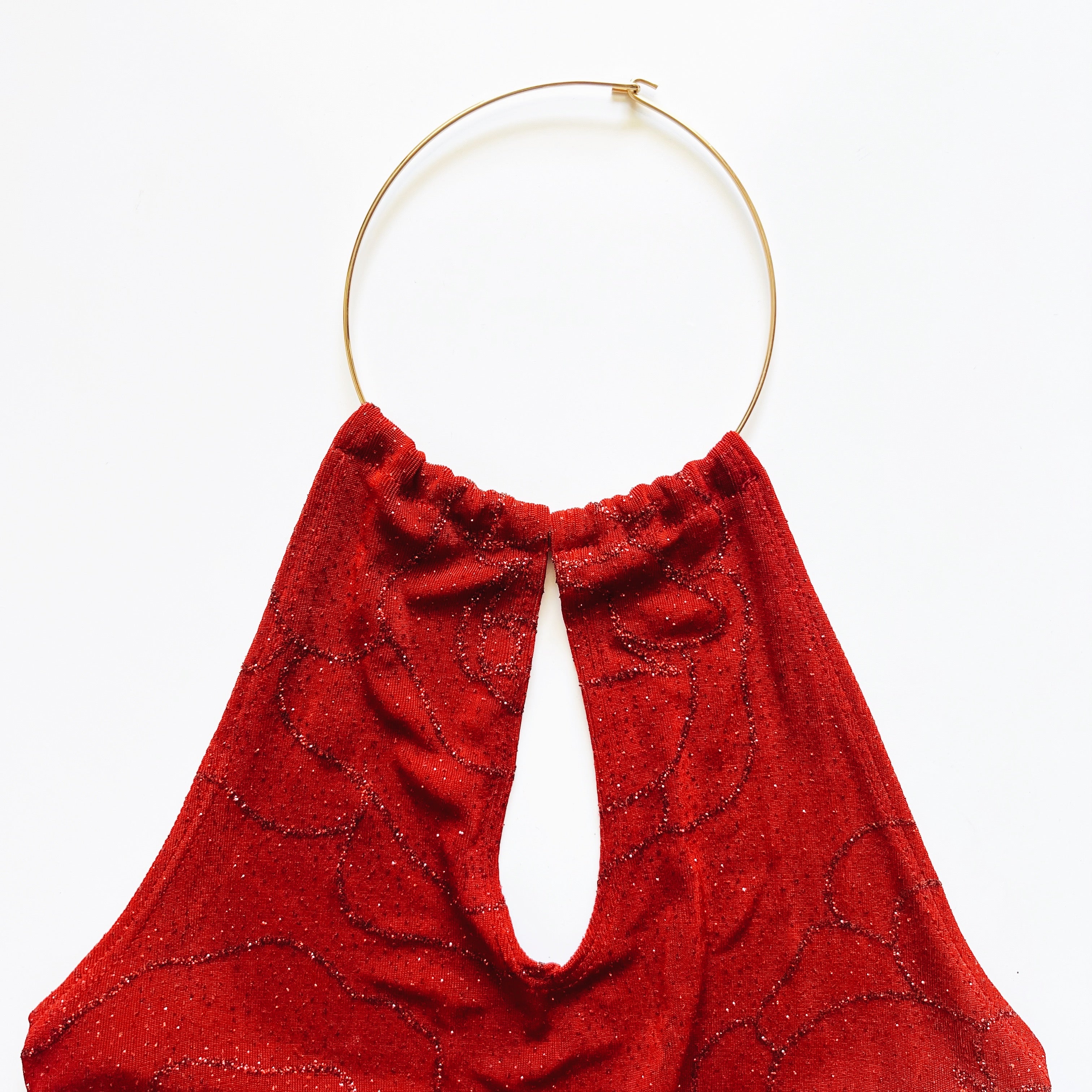 90s Sparkly Red Halter Top