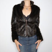 90s Brown Faux Fur Coat (XS)