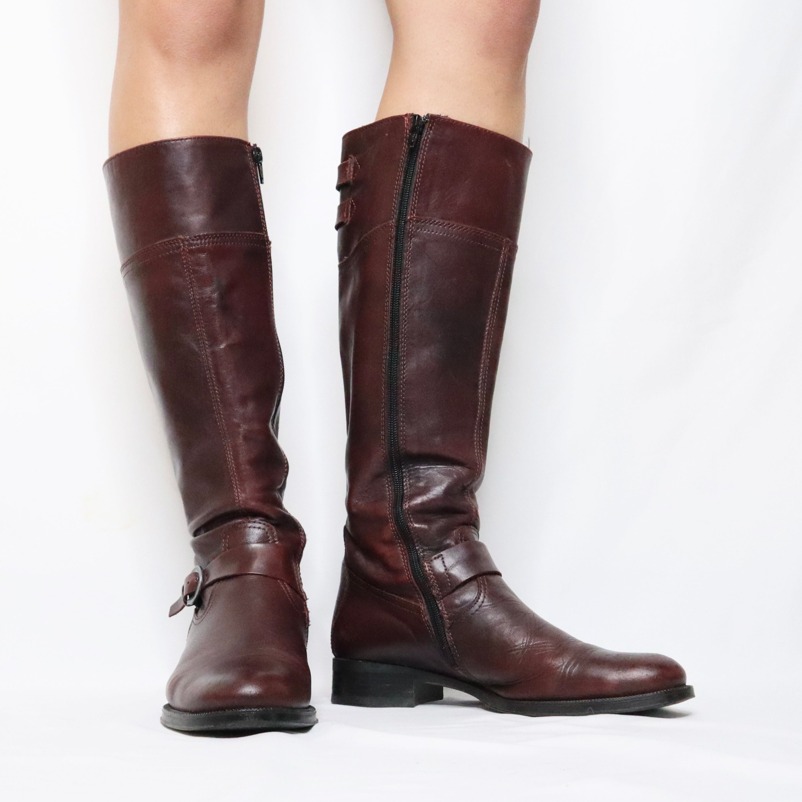 Burgundy Tall Leather Riding Boots (7.5 US/ 38 EU)