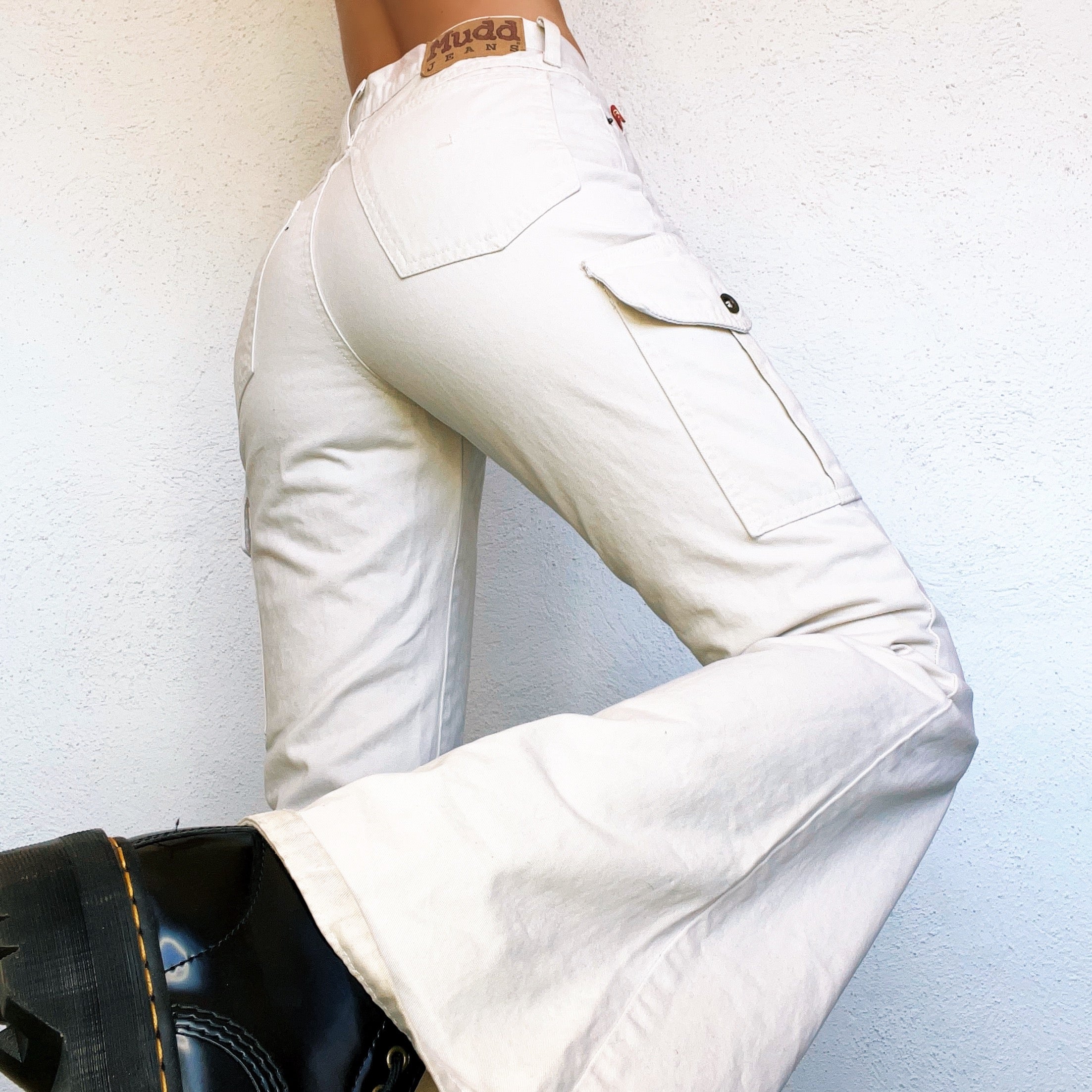 Vintage Khaki Cargo Flare Pants