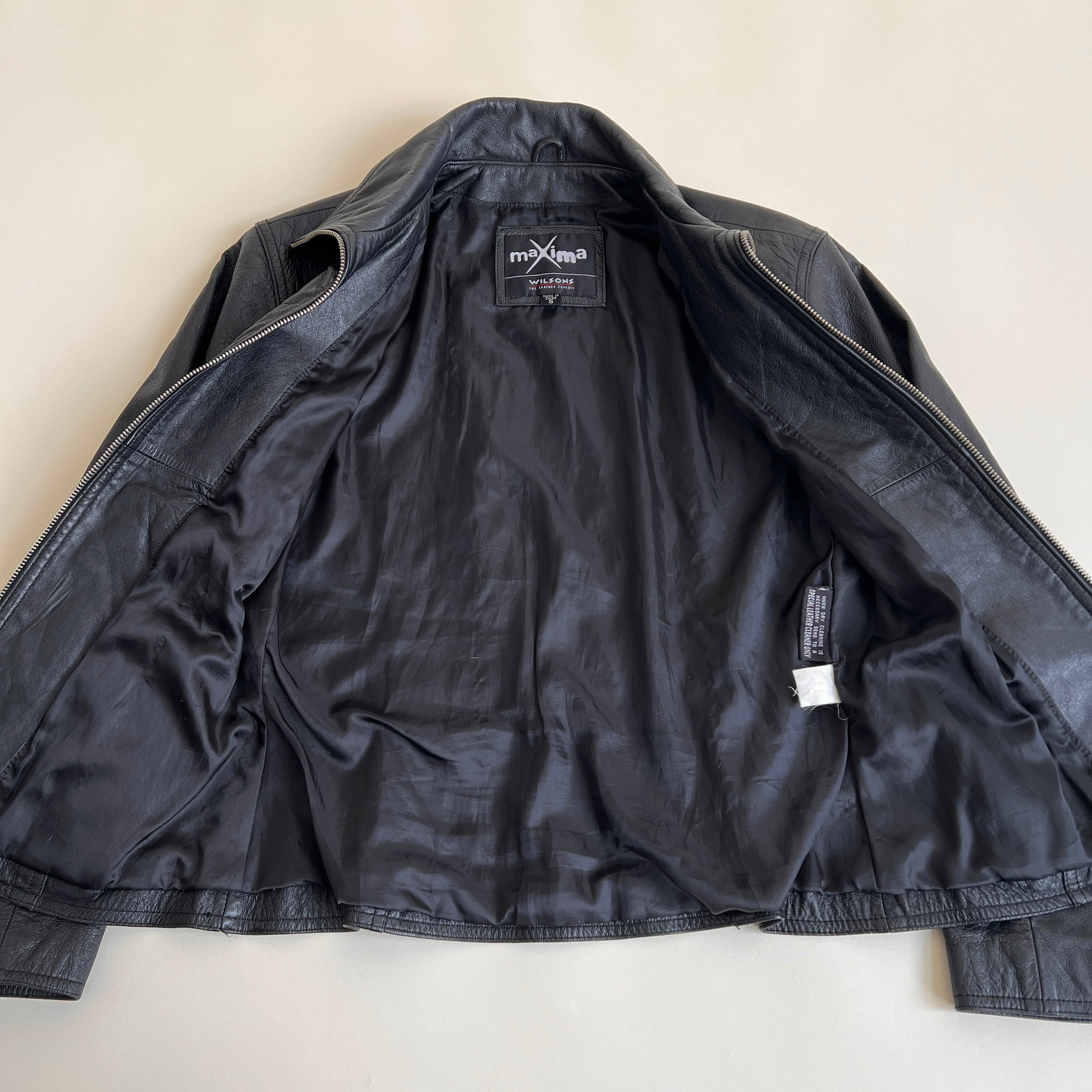00s black slim leather moto jacket (S)