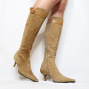 Tan Suede Pointed Toe Boots (6 US/ 36 EU)