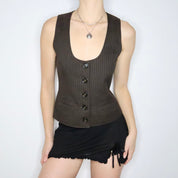 90s Brown Pinstripe Vest (S/M)