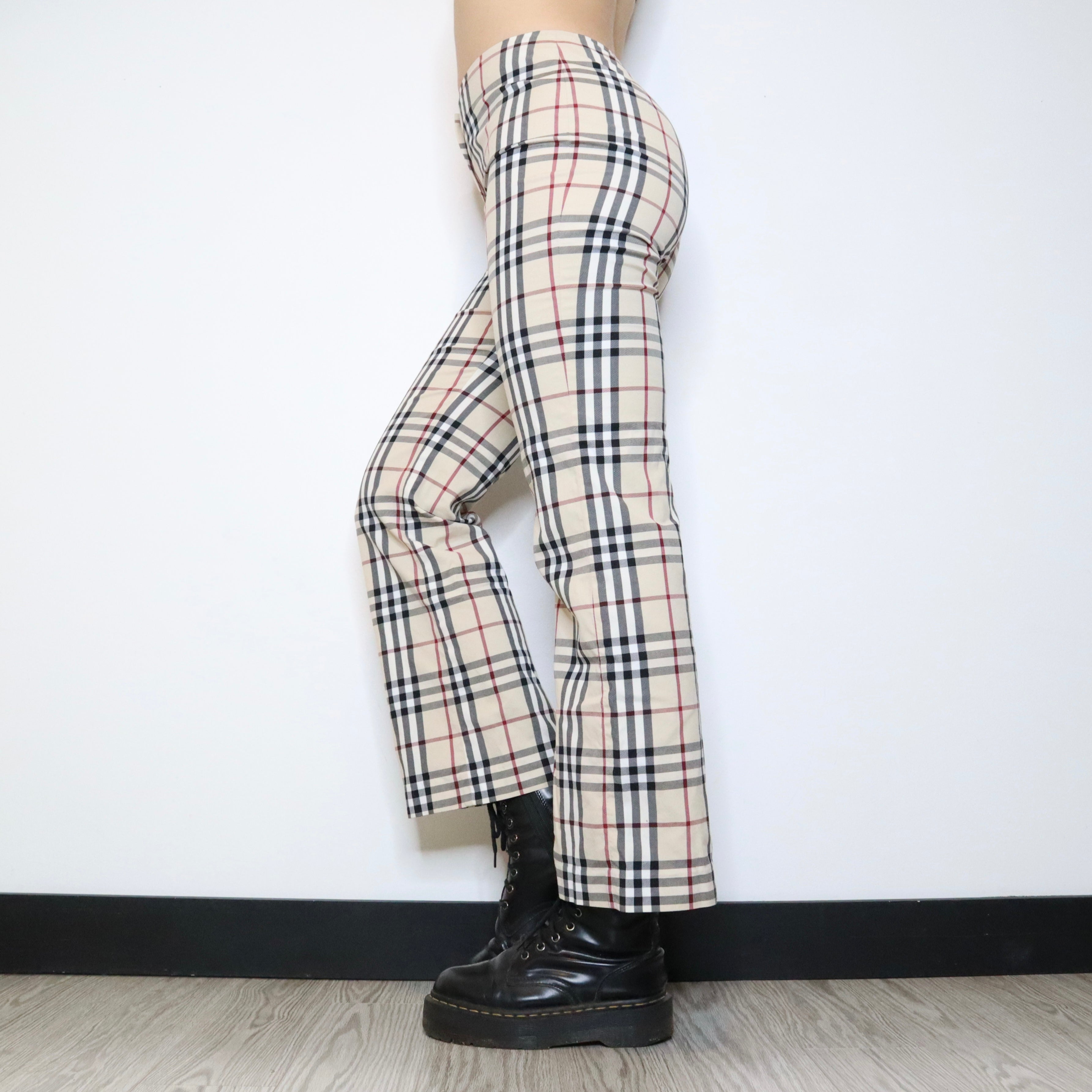 Y2K BURBERRY Nova Check Flare Pants (S)