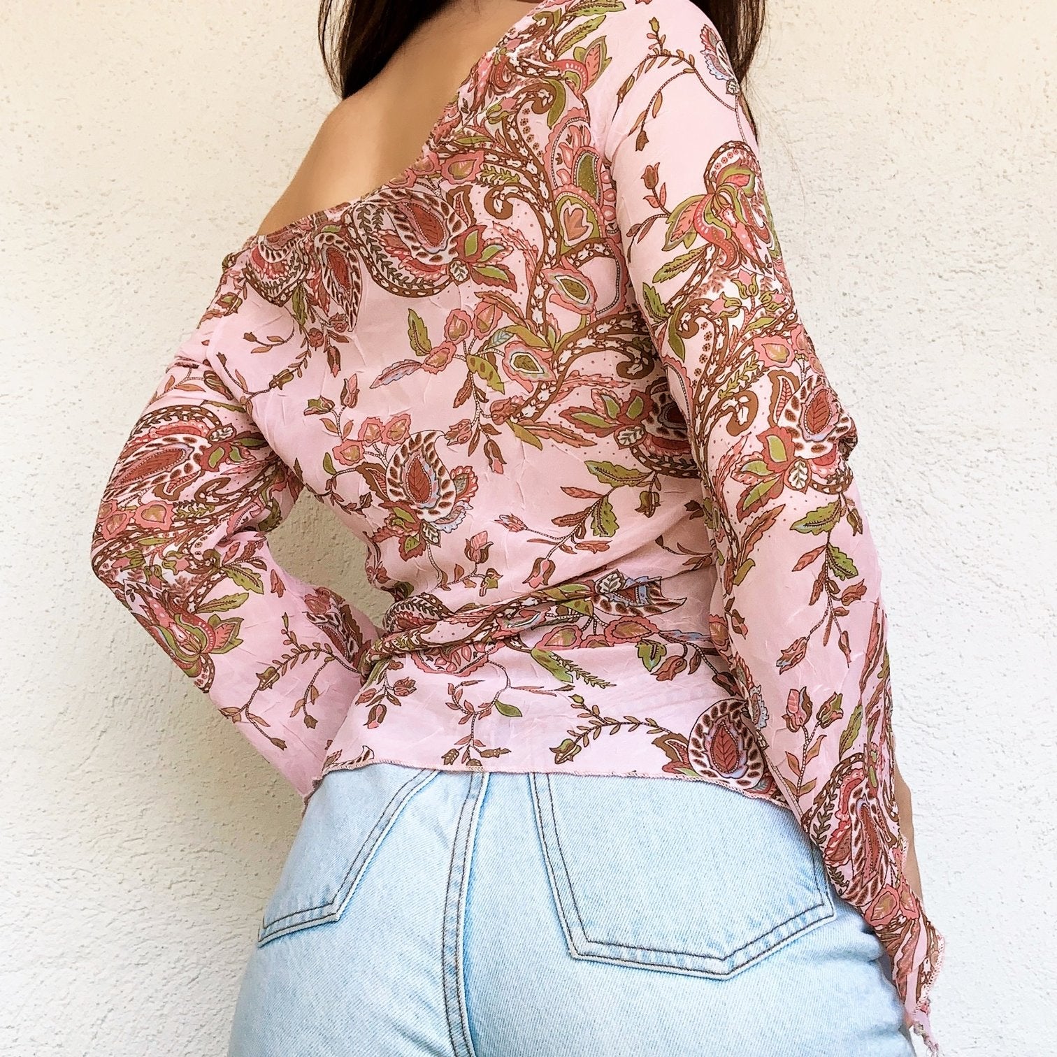 Sheer Pink Floral Milkmaid Top