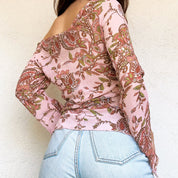 Sheer Pink Floral Milkmaid Top
