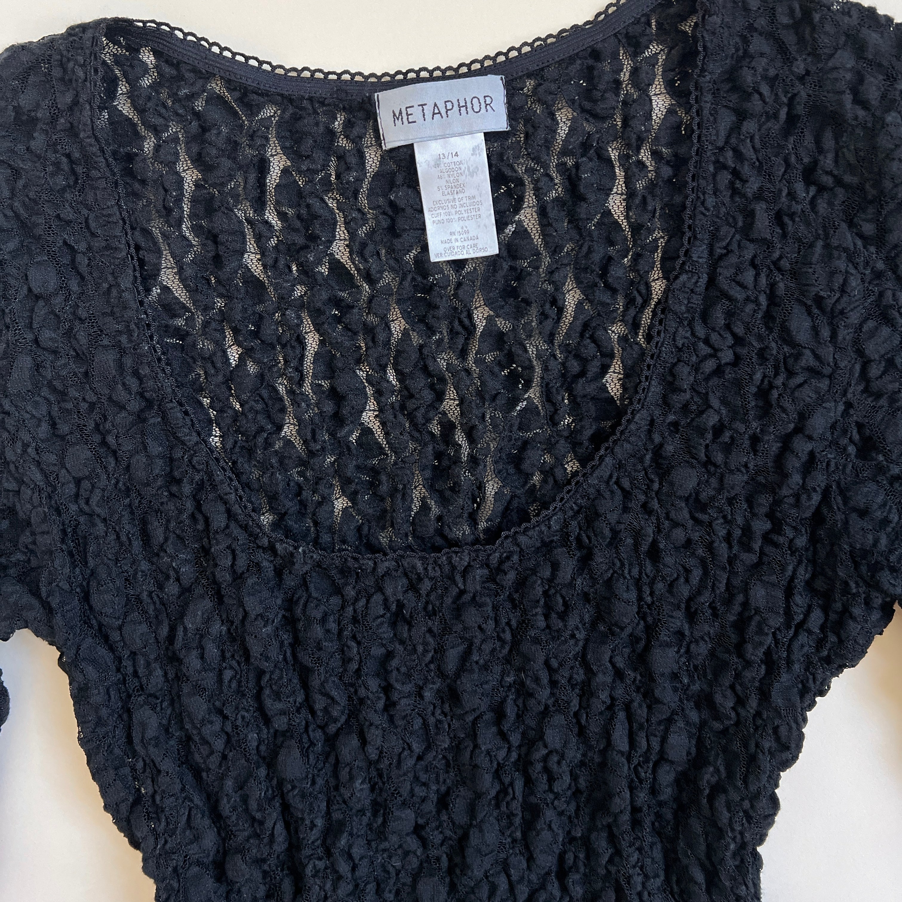 Vintage 90s crinkly lace top - M/L