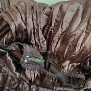 Y2K brown satin pleated midi skirt - M/L