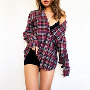 Purple Plaid Burberry Button Up