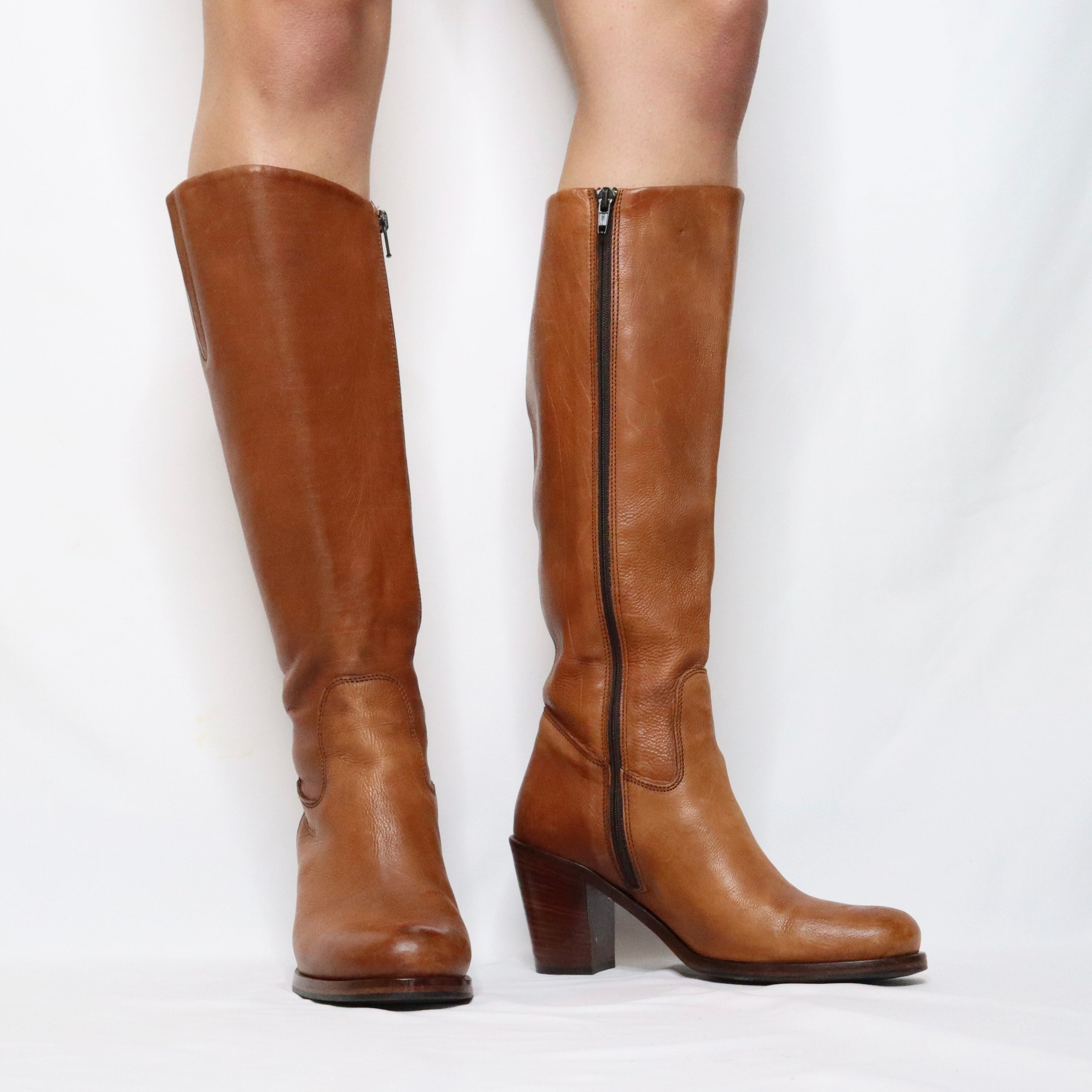 Italian Tall Brown Leather Boots (7 US/ 38 EU)