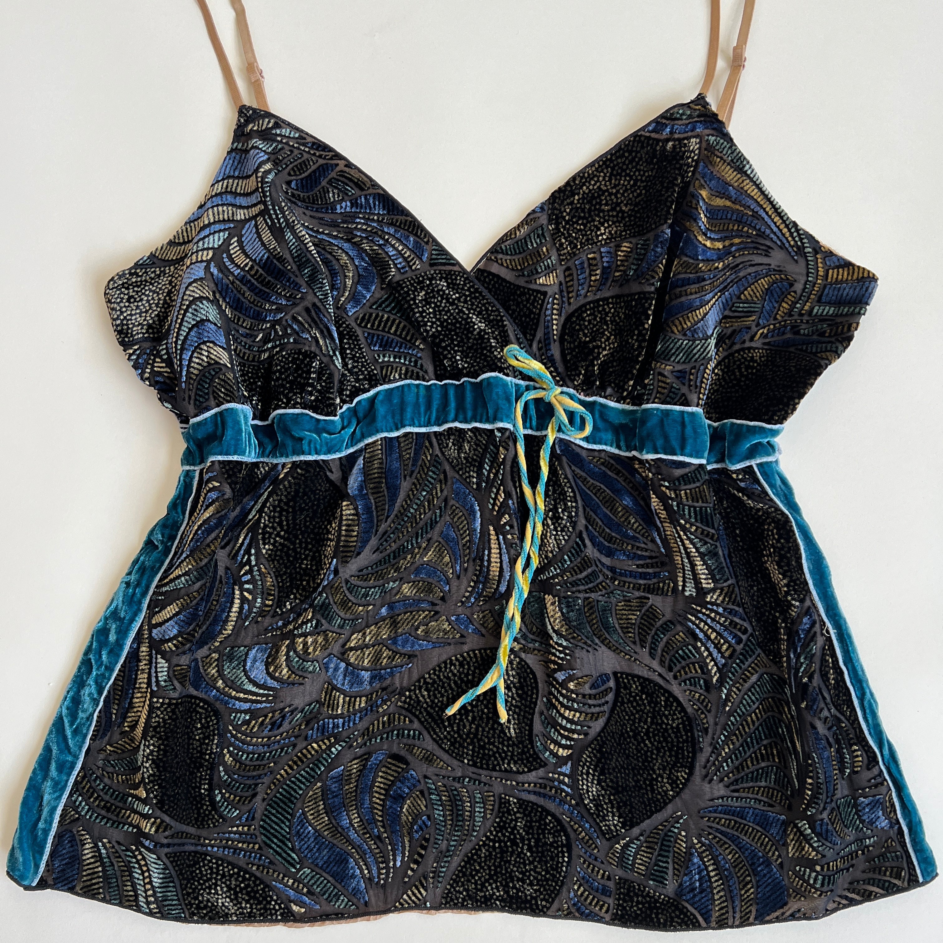 Teal peacock velvet cami (XL)