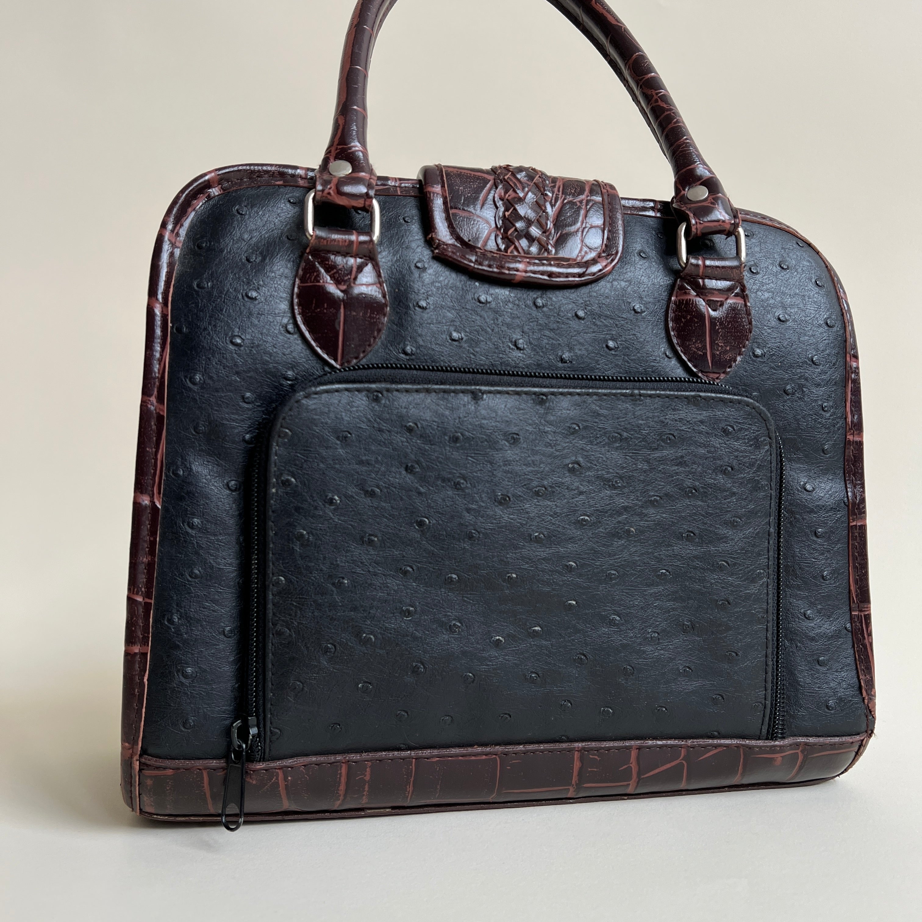 Dark western silver heart & faux leather purse