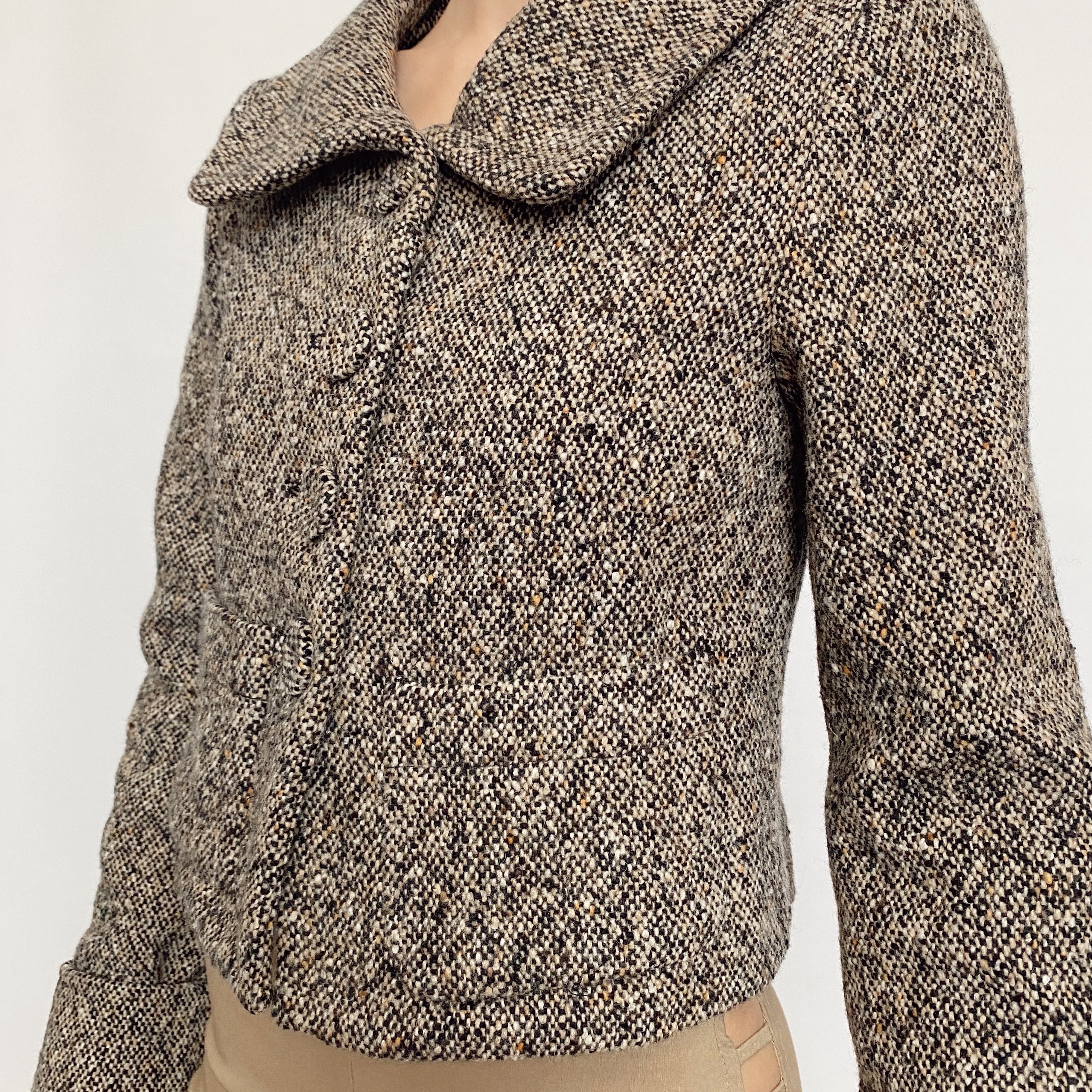 cropped tweed overcoat - extra small