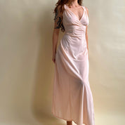 Vintage 50s baby pink maxi slip (M)