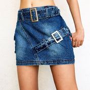 Denim Buckle Mini Skirt