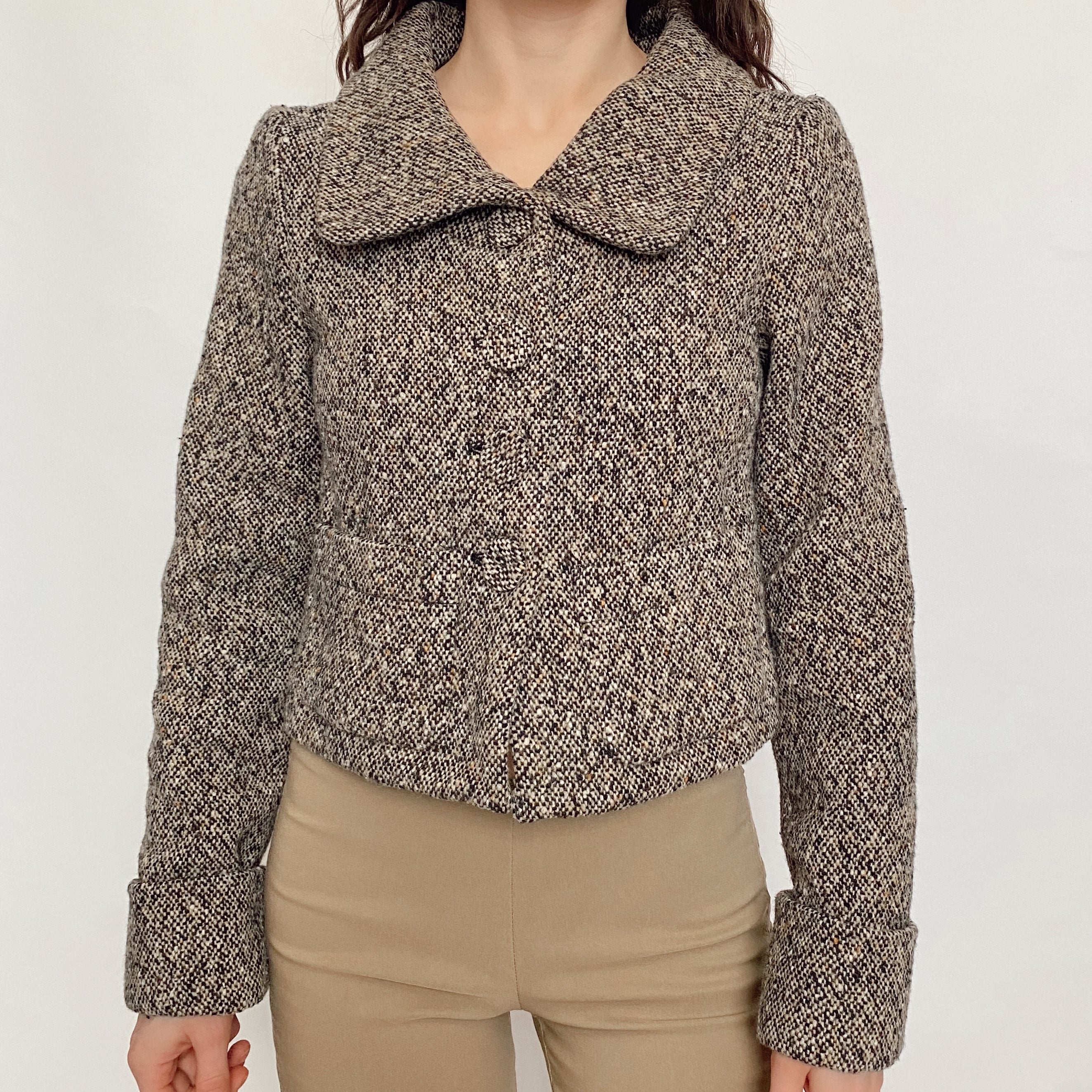 cropped tweed overcoat - extra small