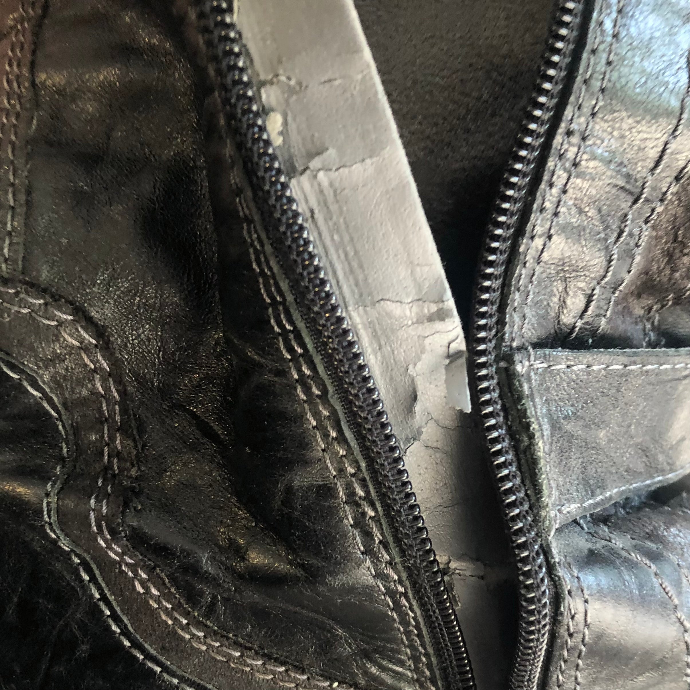 Tall Black Leather Motorcycle Boots (8.5-9 US/ 40 EU)