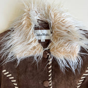 Vintage 90s suede & faux fur trim jacket - M