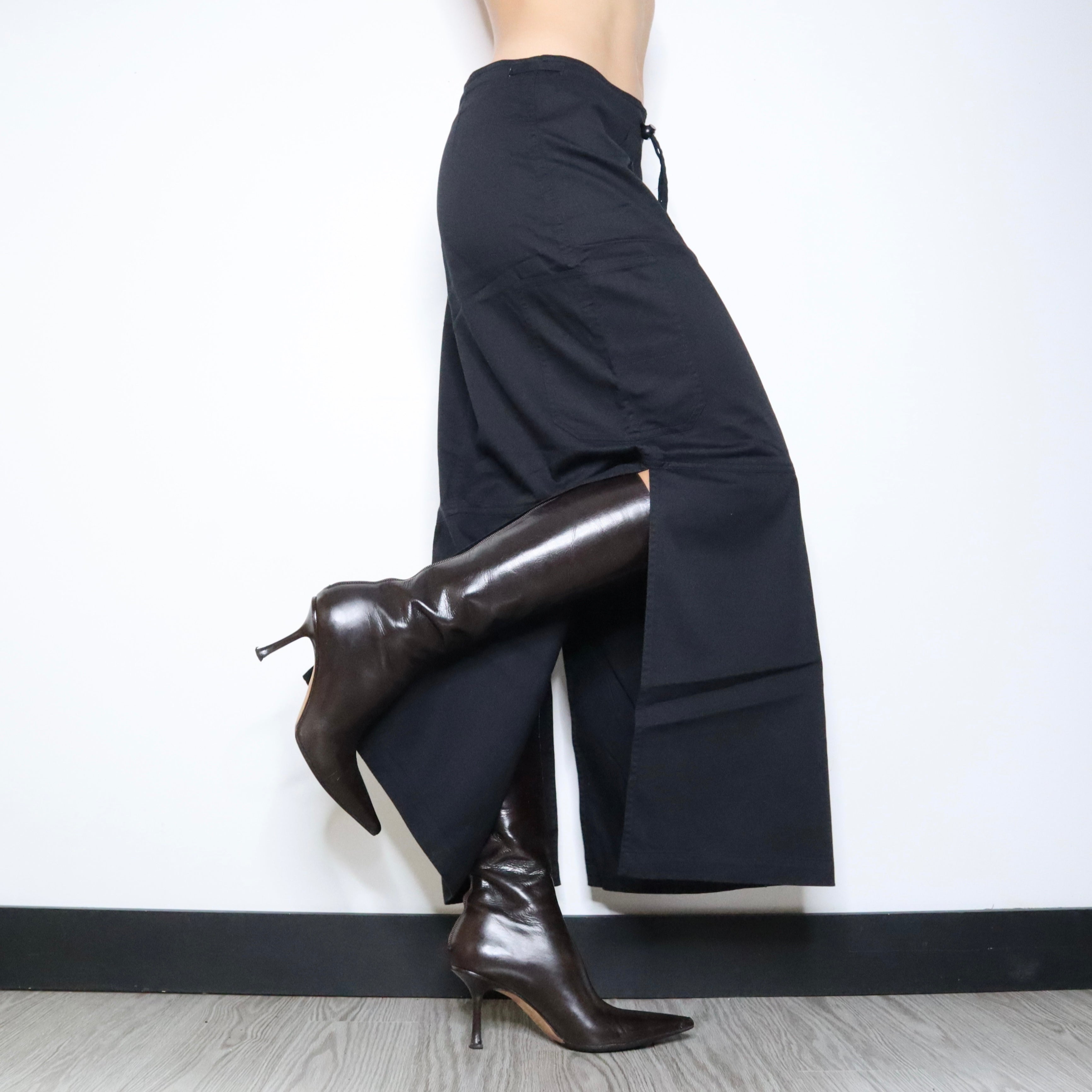 90s Black Cargo Maxi Skirt (S/M)