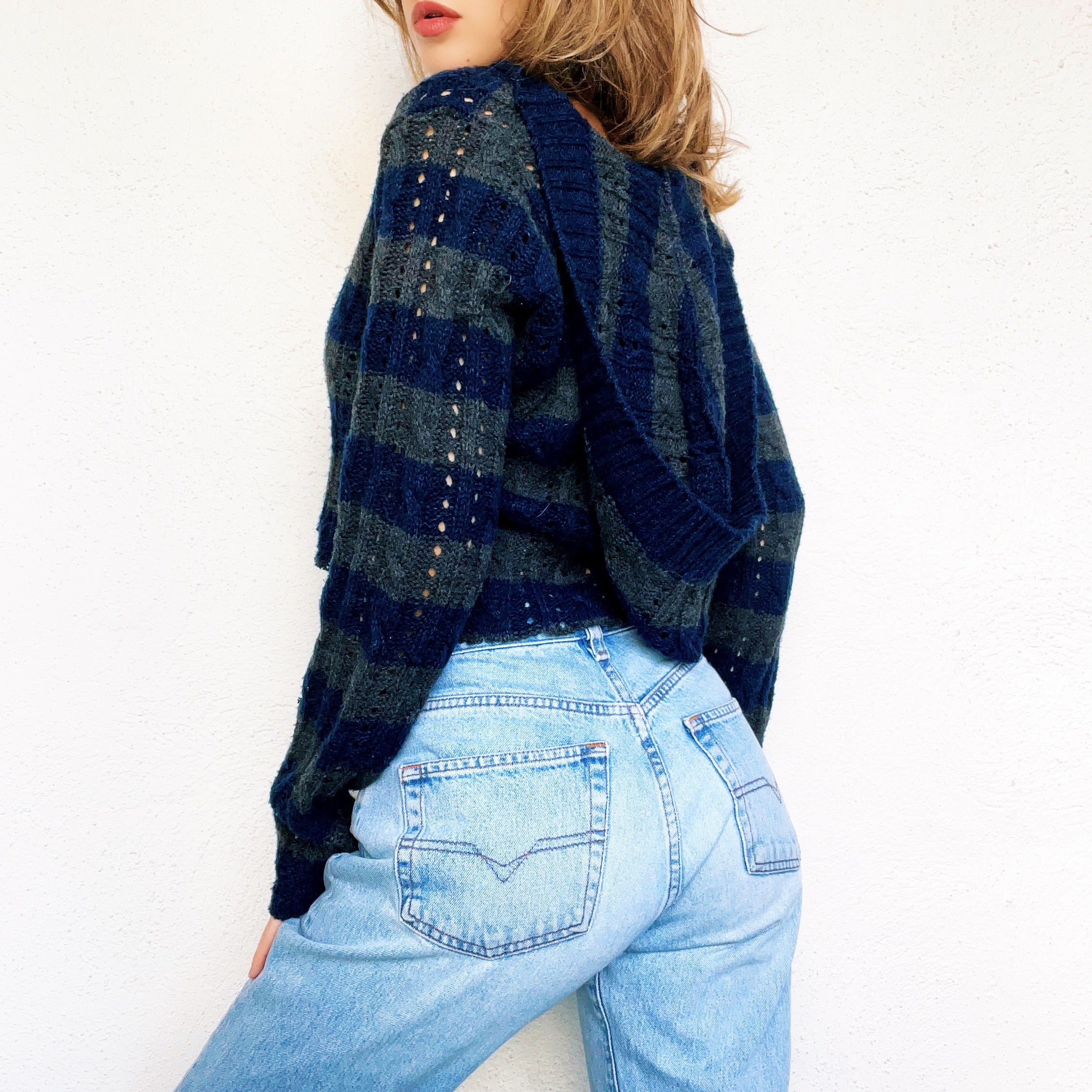 90s Cropped Knit Hoodie